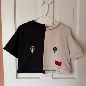 Black and Cream cropped Graphic Tee